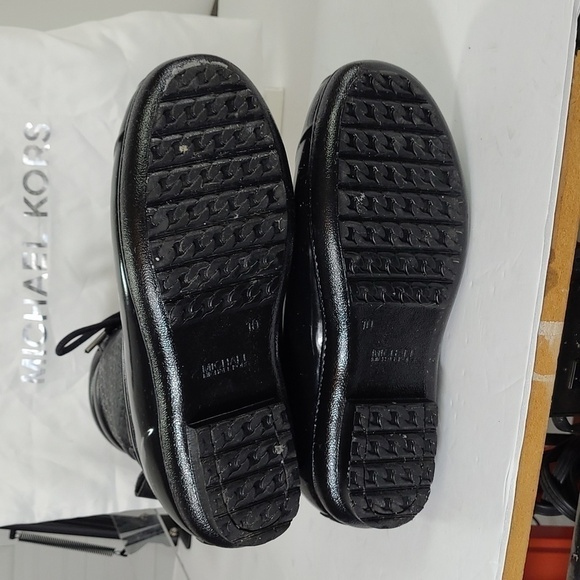Michael Michael Kors Easton Lace Up Duck Boot - Black - Size 10 - Rain Leather - Picture 14 of 17